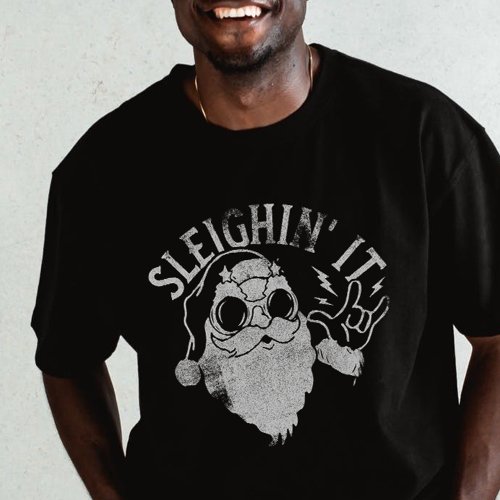 Sleighin It Funny Santa Sleigh Christmas T_Shirt