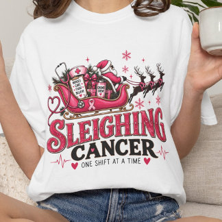 Sleighing Cancer Christmas Oncology Nurse Support Tri-Blend Shirt