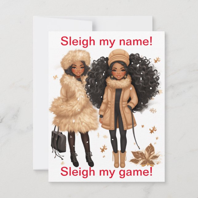 Sleighing Christmas Sassy Holiday Christmas Card  (Front)