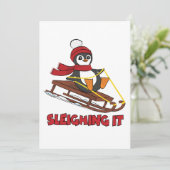 Sleighing It - Snow Sledding Cute Penguin Winter (Standing Front)