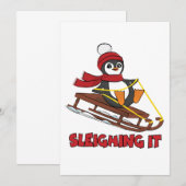 Sleighing It - Snow Sledding Cute Penguin Winter (Front/Back)