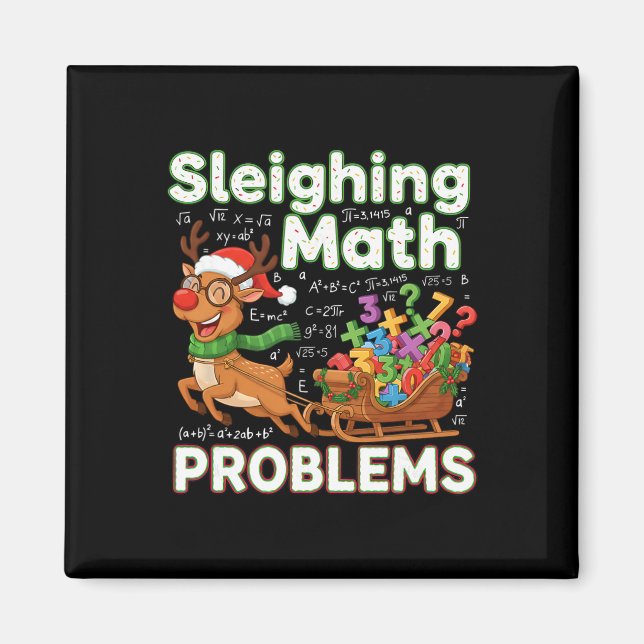 Sleighing Math Problems Christmas Funny Math Teach Magnet (Front)