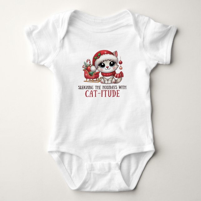 Sleighing the Holidays with Catitude Baby Bodysuit (Front)