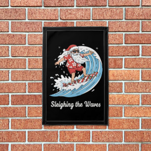 "Sleighing the Waves" Funny Surfing Santa Tropical Pennant