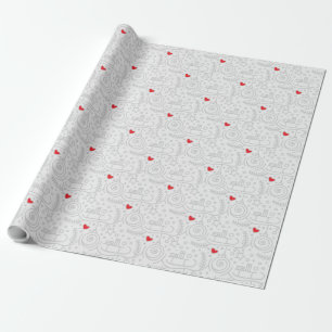 Sleighs, Ornaments And Hearts Wrapping Paper