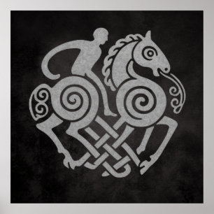 Sleipnir and Odin Symbol Norse Mythology Design Poster