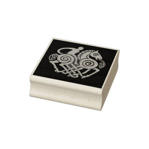 Sleipnir and Odin Symbol Norse Mythology Design Rubber Stamp