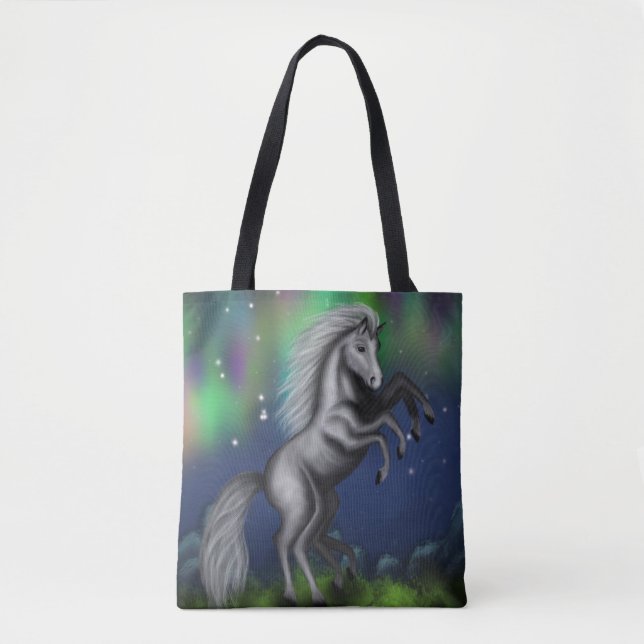 Sleipnir's Majesty: Odin's Eight-Legged Steed Tote Bag (Front)