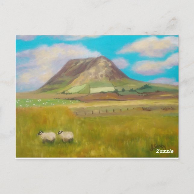 Slemish Mountain Painting Postcard by Joanne Casey (Back)