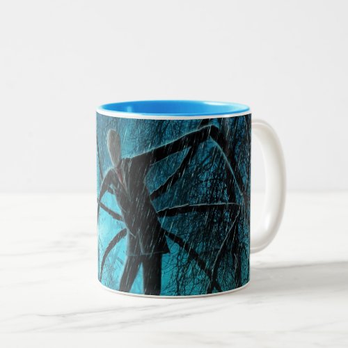 Slender Man in the Woods Two_Tone Coffee Mug