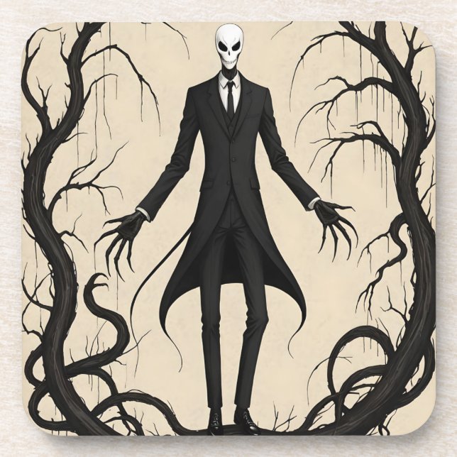 SLENDER MAN SEPIA LEGEND MYTH BEVERAGE COASTER (Front)