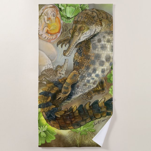Slender Snouted Crocodile Beach Towel (Front)