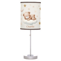Slepping Teddy Bear with Stars Nursery Room lamp