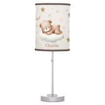 Slepping Teddy Bear with Stars Nursery Room lamp