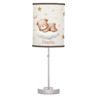Slepping Teddy Bear with Stars Nursery Room lamp