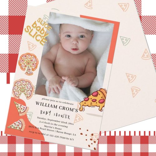 Slice Baby Slice Pizza Time Baby Shower Invitation