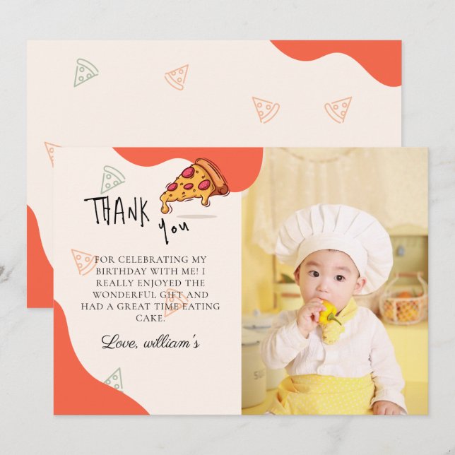Slice Baby Slice Pizza Time Baby Thank You Card (Front/Back)