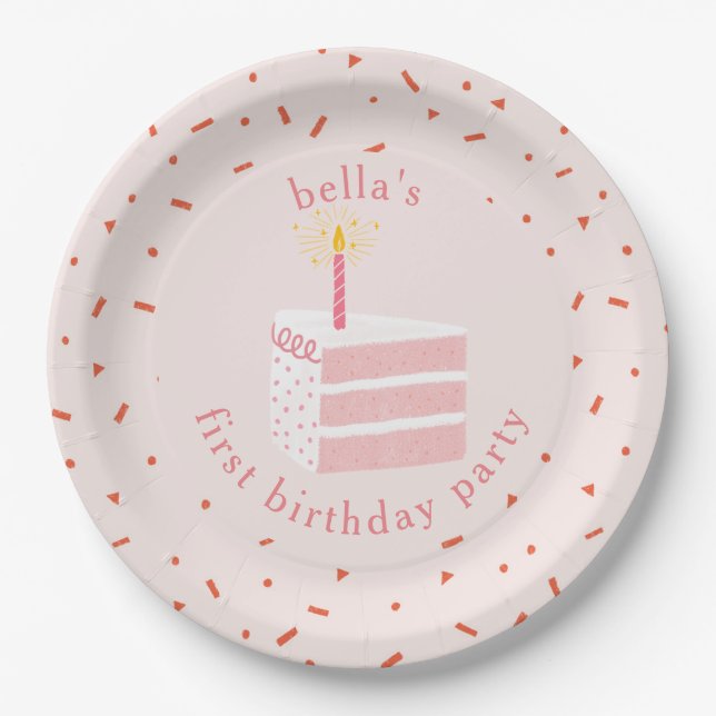 Slice Of Birthday Cake Paper Plates (Front)