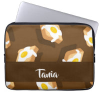 Slice of bread with egg pattern laptop sleeve