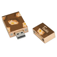 Slice of bread with egg pattern wood flash drive