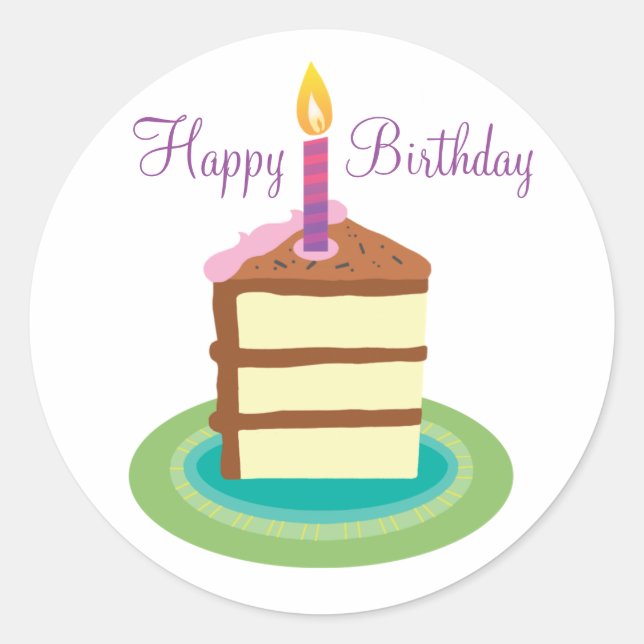 Slice of Chocolate Birthday Cake stickers (Front)