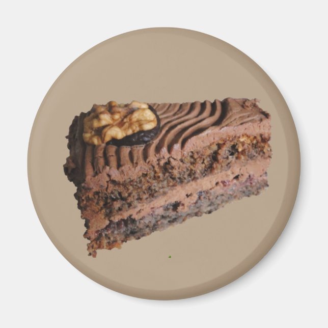 Slice of Chocolate Walnut Cake Magnet (Front)