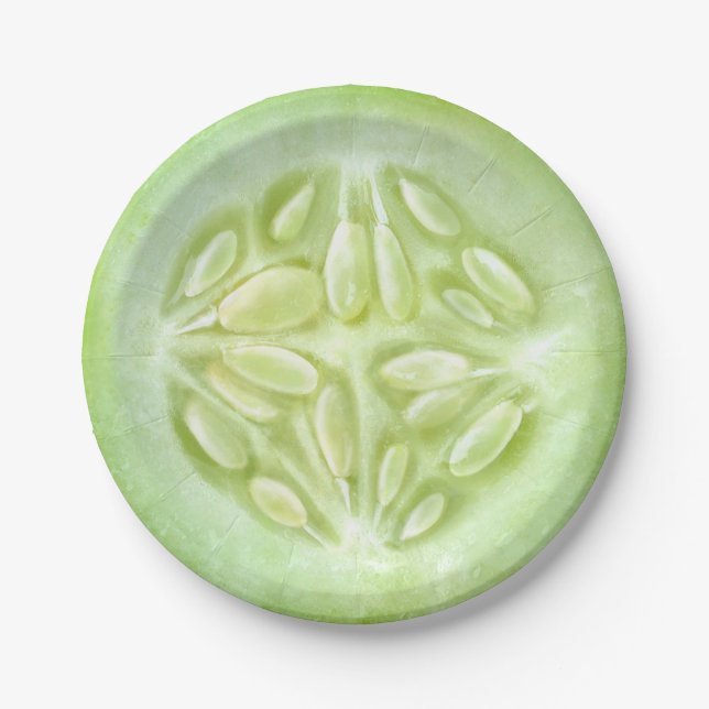 Slice of cucumber paper plates (Front)