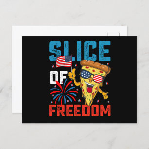 Slice Of Freedom 4th July Pizza USA Flag Sunglasse Postcard