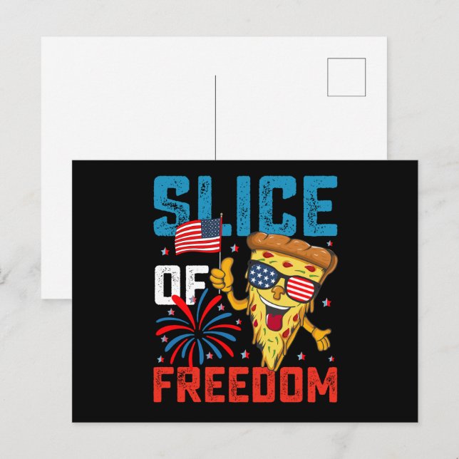 Slice Of Freedom 4th July Pizza USA Flag Sunglasse Postcard (Front/Back)