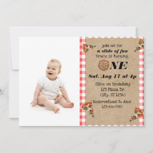 Slice of fun 1st Birthday with photo Invitation