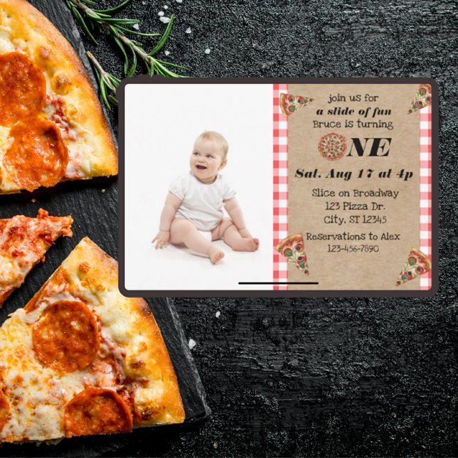 Slice of fun 1st Birthday with photo  Invitation (Creator Uploaded)