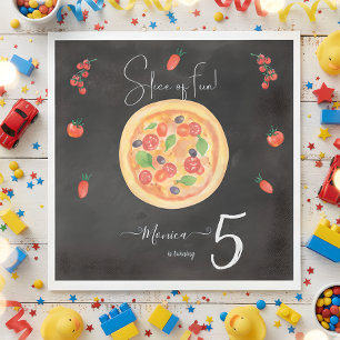 Slice of fun, fas food pizza birthday napkins