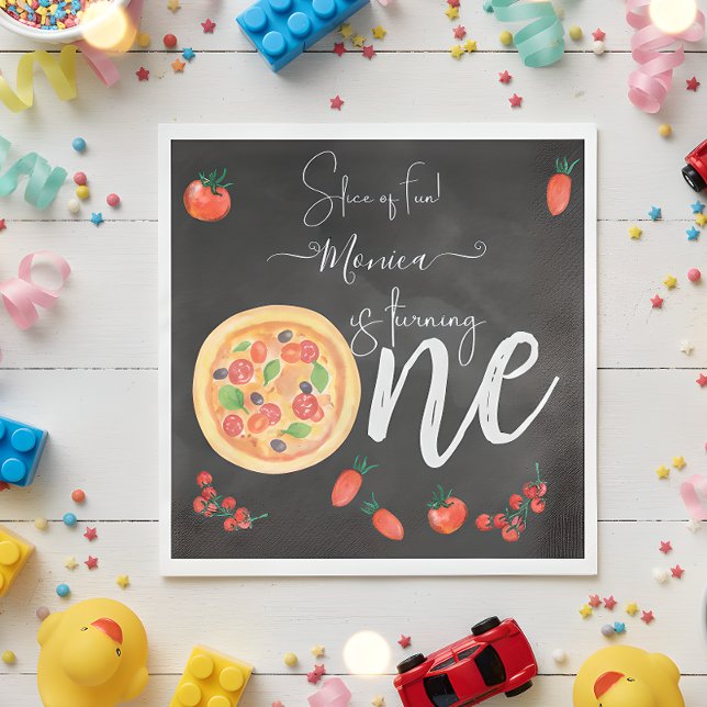 Slice of fun, first pizza birthday napkins (Creator Uploaded)