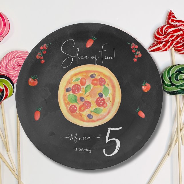 Slice of fun, italian pizza birthday paper plates (Creator Uploaded)
