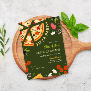 Slice of Fun Kids Birthday Pizza Party Invitation