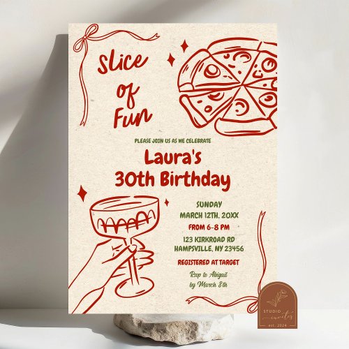 Slice of Fun Pizza and Wine Adult Birthday