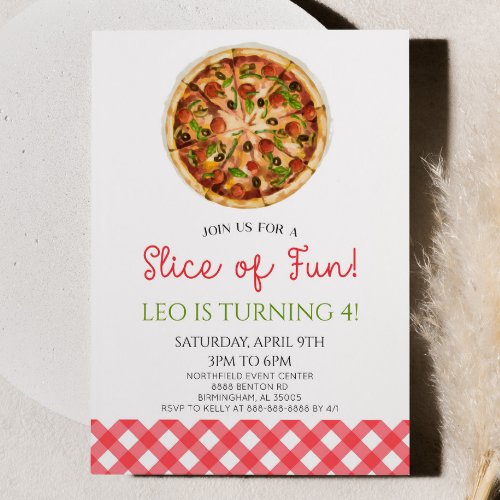 Slice of Fun Pizza Birthday Party Invitation