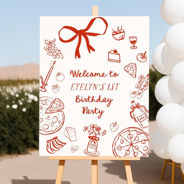 Slice of Fun Pizza Birthday Welcome Sign Hand Draw (Creator Uploaded)