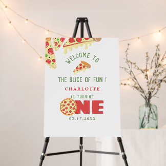 Slice Of Fun Pizza First Birthday Party Welcome  Foam Board