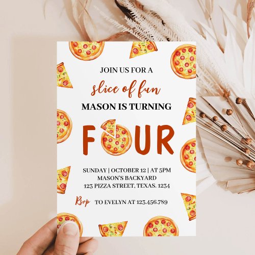 Slice Of Fun Pizza Party Birthday Invitation