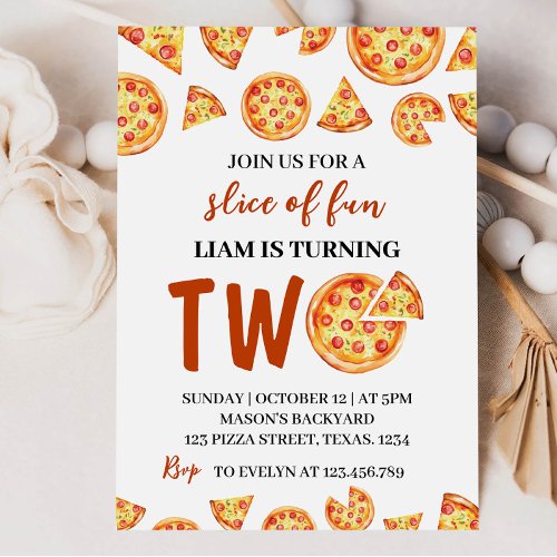 Slice Of Fun Pizza Party Birthday Invitation