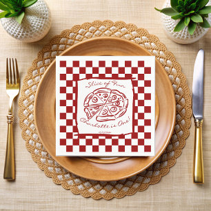 Slice of fun red check Italian pizza birthday Napkins