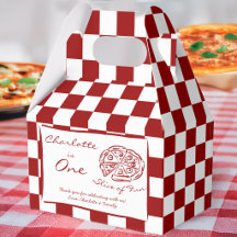 Slice of fun red check Italian pizza party favors