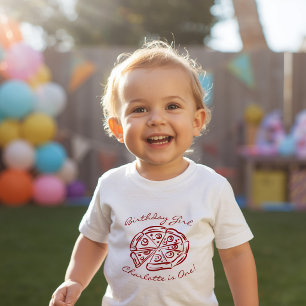 Slice of fun red pizza birthday girl matching toddler t-shirt