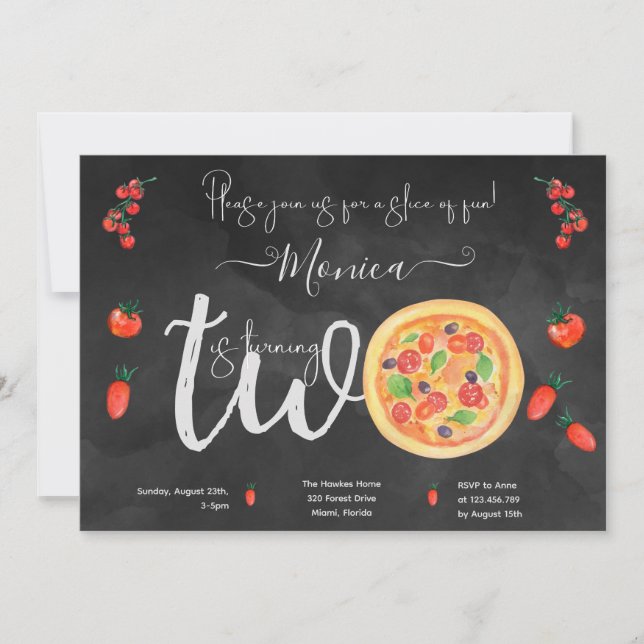 Slice of fun, second birthday invitation (Front)