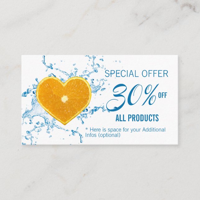 Slice of Heart-Shaped Orange Discount Card (Front)