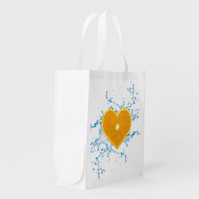 Slice of Heart-Shaped Orange Grocery Bag (Front Side)