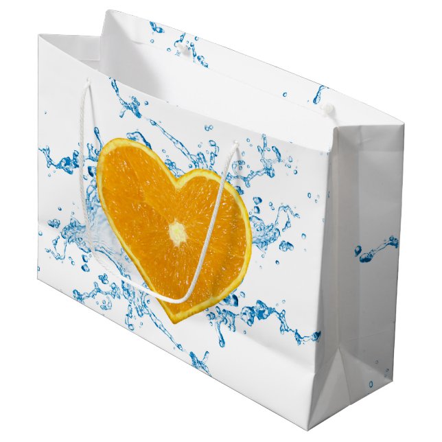 Slice of Heart-Shaped Orange Large Gift Bag (Front Angled)