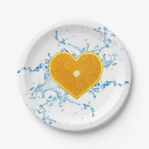 Slice of Heart-Shaped Orange Paper Plates