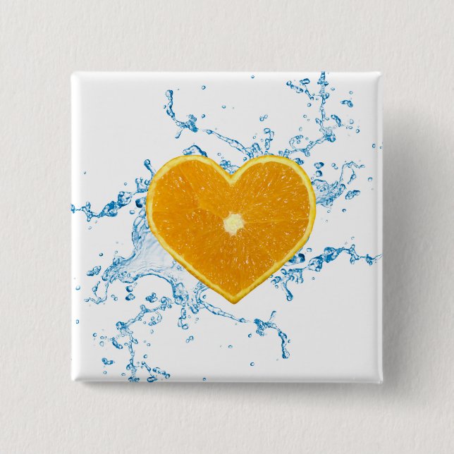 Slice of Heart-Shaped Orange Pinback Button (Front)